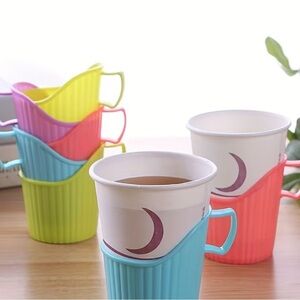 Set of 5 Colorful Corrugated Plastic Cup Holders New
